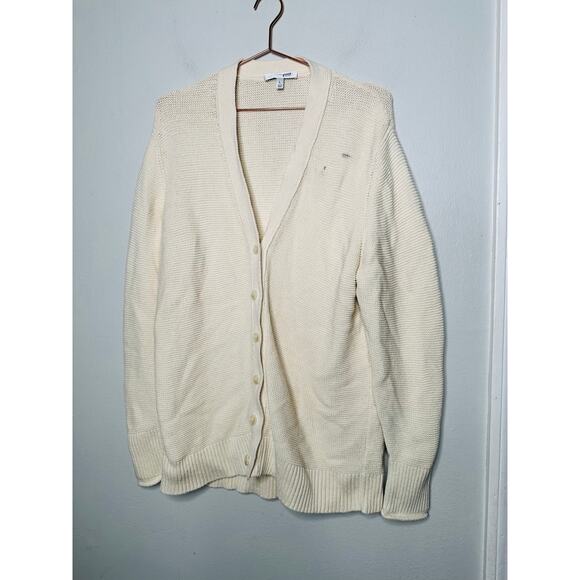 TOCCIN x RTR Off-White 100% Cotton Knit Front Button Beach Cardigan Size Large - Picture 5 of 15